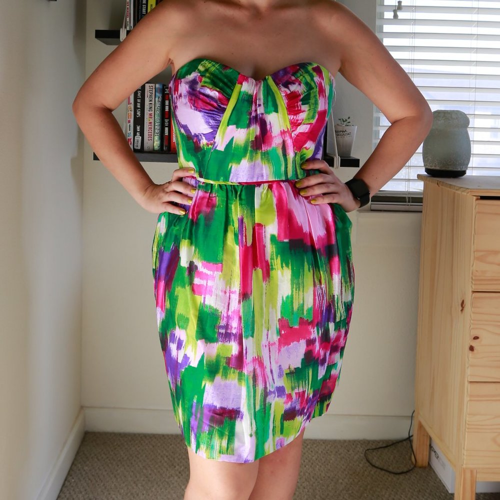 Strapless Print Dress